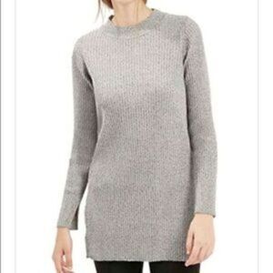 Topshop Nordstrom Light Gray Ribbed Mock Neck Marl Tunic Sweater S 4-6 NWT